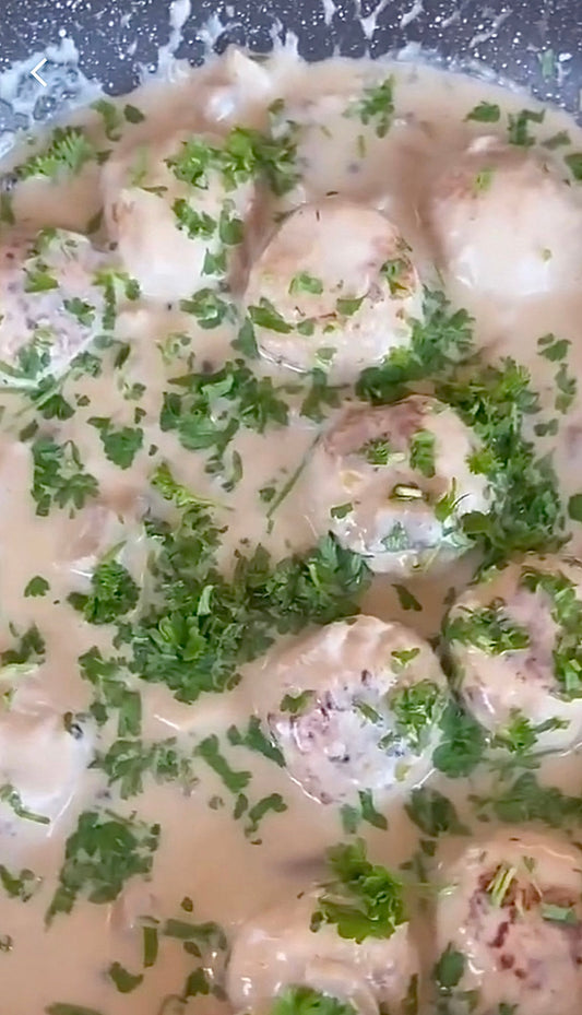 Turkey Meatballs in a Creamy Mushroom Sauce
